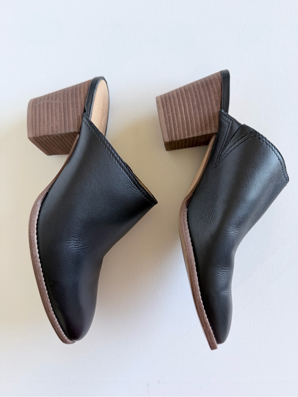 Madewell J8560 Black Leather Block Heel Mule Slides Pointed Toe 8.5 - Picture 8 of 11
